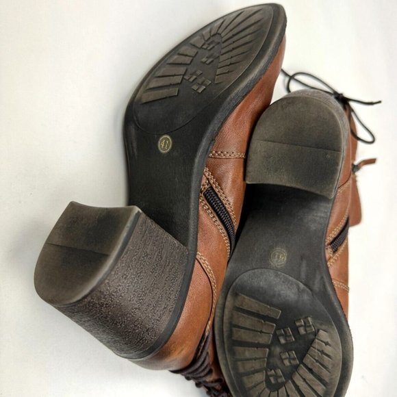 Tamaris Germany Soft Leather Boots Women 41 US 9.5Zip Closure Heel Booties Brown - Picture 8 of 11